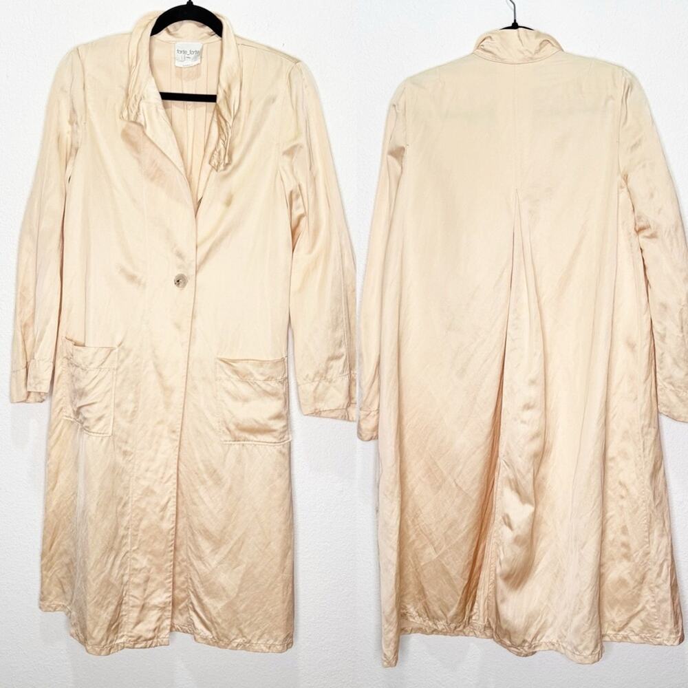Forte Forte Coat Trench Cream Linen Blend Italy Quiet Luxury Sz 1